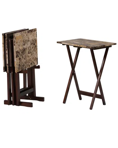 Linon Faux Marble Tray Table