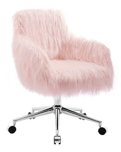 Linon Fiona Chrome Base Office Chair In Pink