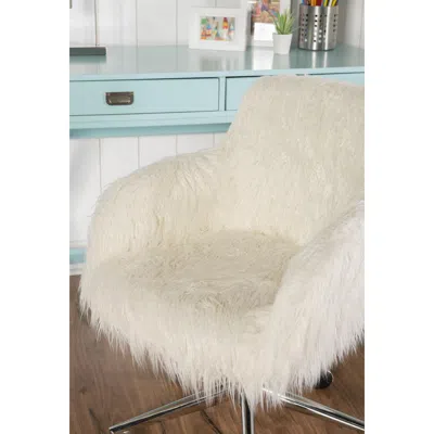 Linon Fiona Faux Fur Office Chair, White