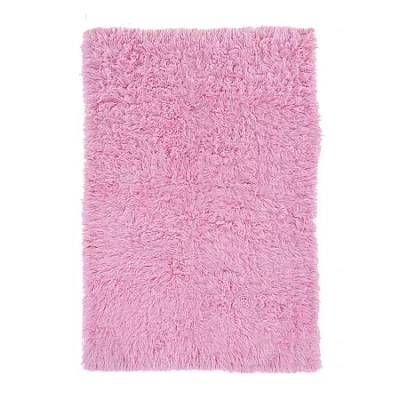 Linon Flokati Solid Woven Rectangular Area Rug In Pink