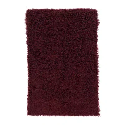Linon Flokati Solid Woven Rectangular Area Rug In Red