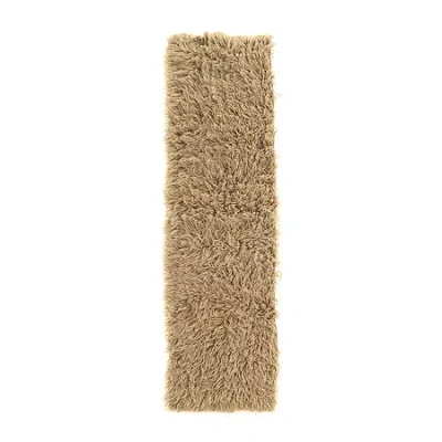 Linon Flokati Solid Woven Rectangular Runner In Brown