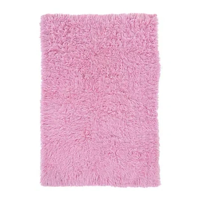 Linon Flokati Washable Indoor Rectangular Accent Rug In Pink