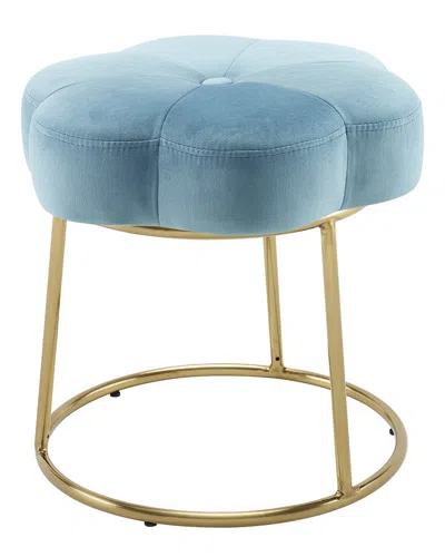 Linon Flower Vanity Stool In Blue