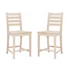 Linon Flynn Counter Stool Unfinished Set Of 2 In Neutral