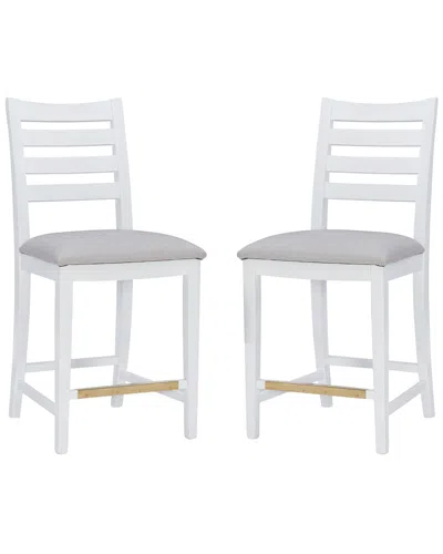 Linon Flynn Upholstered Counter Stools Set Of 2 In White
