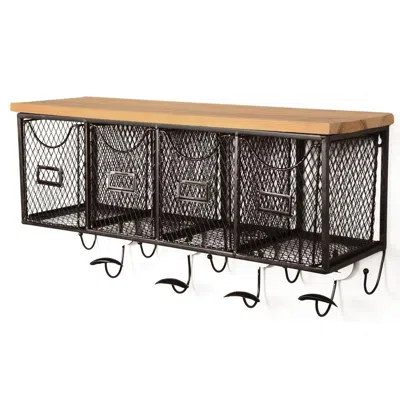 Linon Four Basket Wall Organizer In Brown