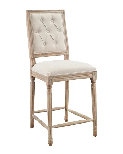 Linon Furniture Linon Avalon Linen Tufted Square Back Counter Stool