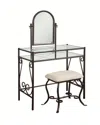 Linon Furniture Linon Clarisse Vanity Table & Matching Stool In Gold