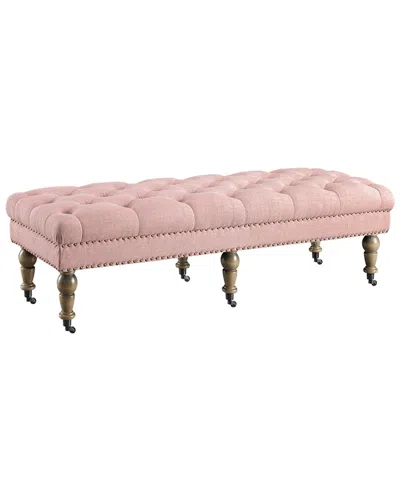 Linon Furniture Linon Tess Washed Pink 62in Bench