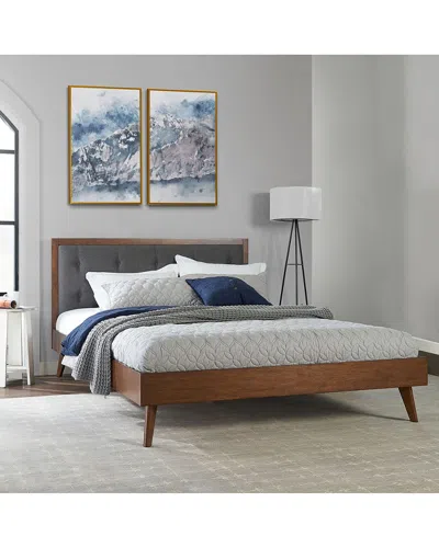 Linon Furniture Linon Upholstered Platform Mid Century Bed