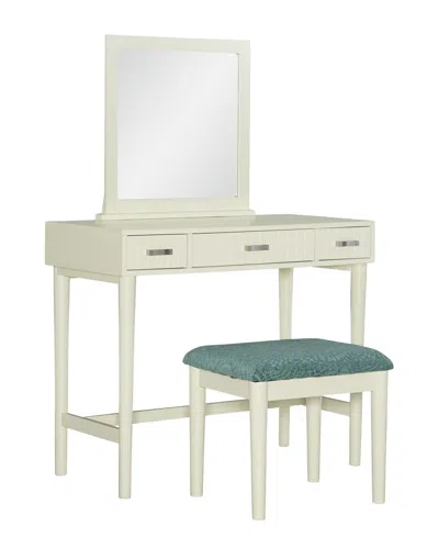 Linon Garbo Vanity With Bench In White