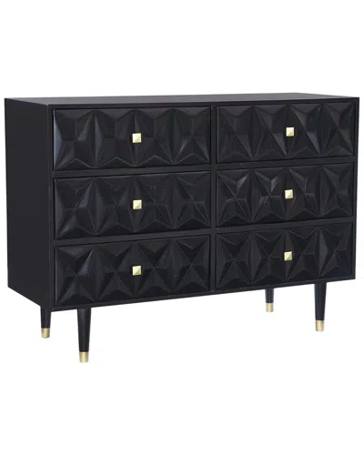 Linon Geo 6-drawer Texture Dresser In Black