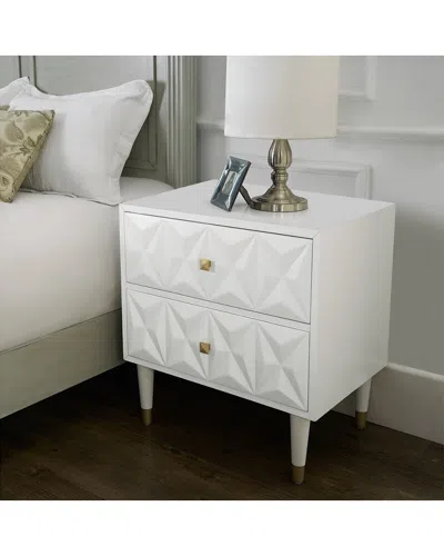 Linon Geo Texture 2 Drawer Nightstand In White