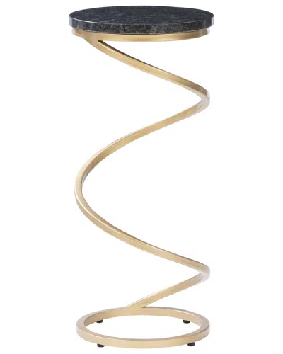 Linon Gigi Spiral Granite Drink Table In Black