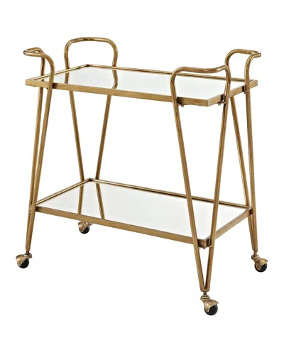 Linon Gold Mid-century Bar Cart In Nude