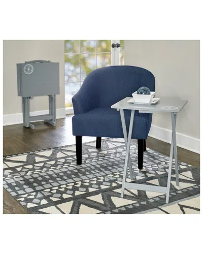 Linon Gray Compass Tray Table Set In Blue