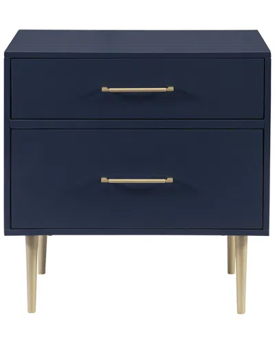 Linon Gwyneth Glam 2-drawer Night Stand In Blue