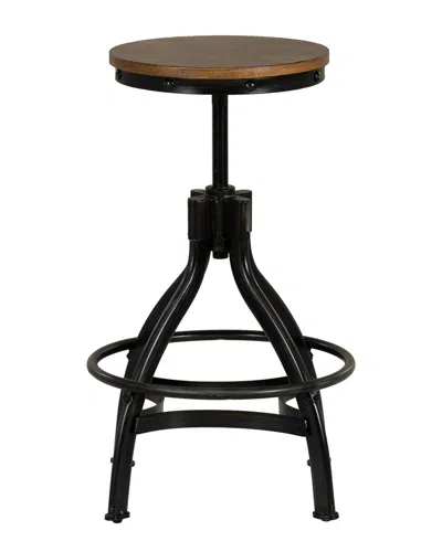 Linon Haywood Pack Of 2 Adjustable Height Backless Stools In Black