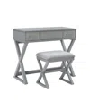 Linon Home Decor Araglin Vanity Set With Stool In Gray