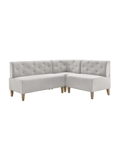 Linon Home Decor Powell Furniture Allard Nook In Natural With Light Gray Fabric