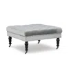 Linon Isabelle Gray Velvet Square Tufted Ottoman In Gray