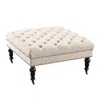 Linon Isabelle Natural Square Tufted Ottoman In Neutral