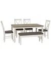 Linon Jane 6pc Dining Set In White