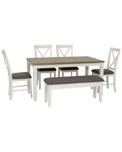 Linon Jane 6pc Dining Set In White