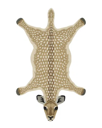 Linon Jungle Antelope Shaped Accent Rug In Beige