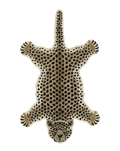Linon Jungle Cheetah Shaped Accent Rug In Gold
