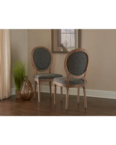 Linon Liberty Charcoal Oval Back Chair In Brown