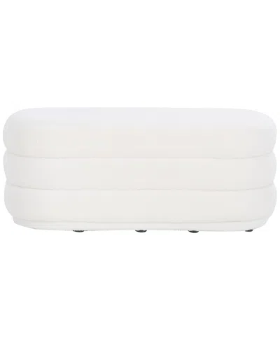 Linon Lisa Sherpa Oblong Ottoman In White