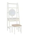 Linon Lilymae Leaning Vanity With Stool In White