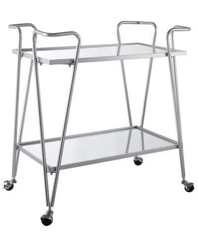 Linon Mid-century Bar Cart In Silver