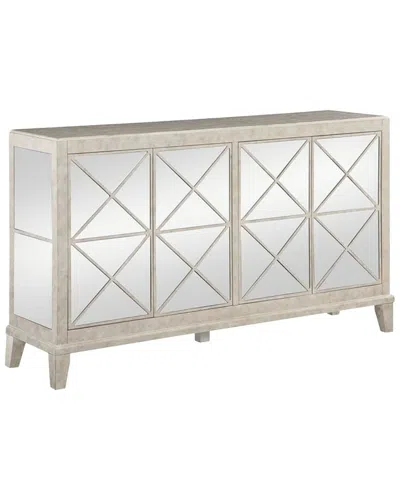 Linon Mirror 4-door Cabinet In Neutral