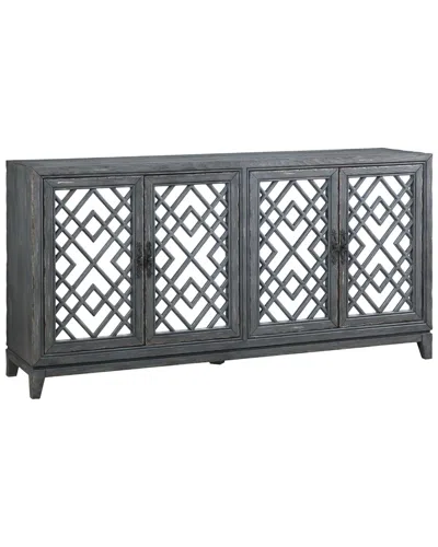 Linon Mirror 4-door Cabinet In Black
