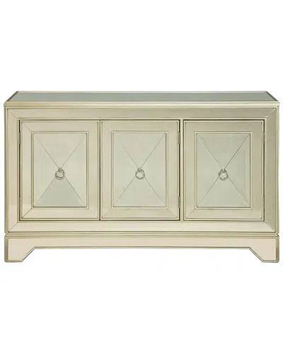 Linon Mirrored 3-door Cabinet In Green