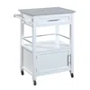 Linon Mitchell Kitchen Cart With Granite Top In White