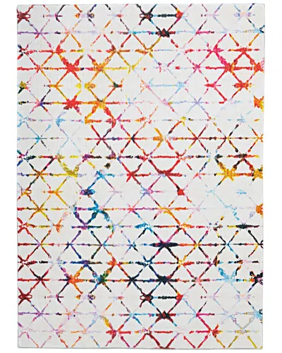 Linon Motif Printed Soft Felix Area Rug In White