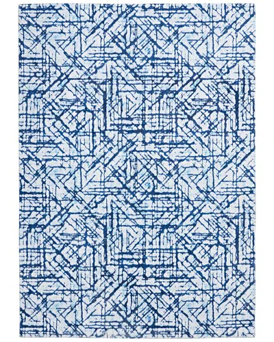 Linon Motif Printed Soft Ingrain Area Rug In Blue