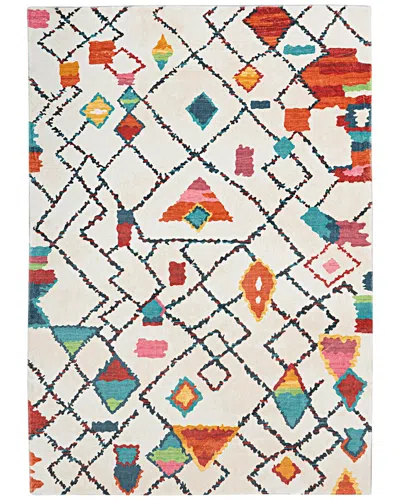 Linon Motif Printed Soft Roboto Area Rug In White