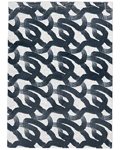 Linon Motif Printed Soft Sketch Area Rug In Black