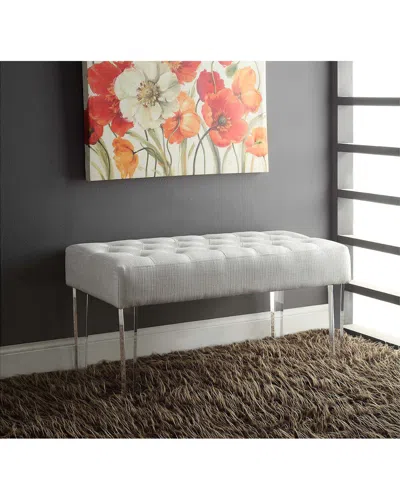 Linon Nell Glitz Acrylic Leg Bench In Gray