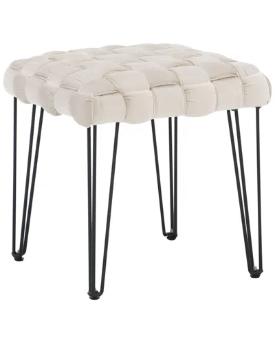 Linon Neva Square Ottoman Stool In White