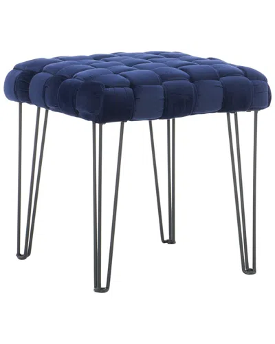 Linon Neva Square Ottoman Stool In Blue