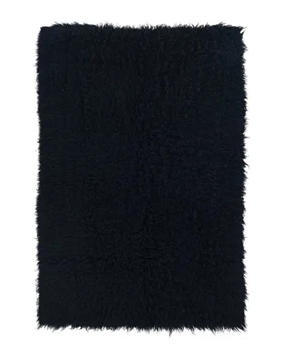 Linon New Flokati 1400gr Wool Area Rug In Black