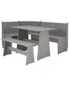 Linon Nooks Corner Nook, Table & Bench In Grey