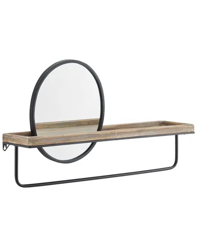Linon Opal Off-center Mirror & Wall Shelf In Gold