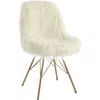 Linon Remy Flokati Chair With Gold Metal Base In Neutral